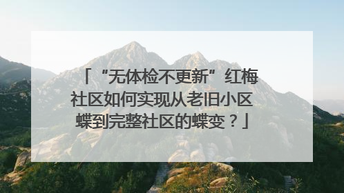 “无体检不更新”红梅社区如何实现从老旧小区蝶到完整社区的蝶变？